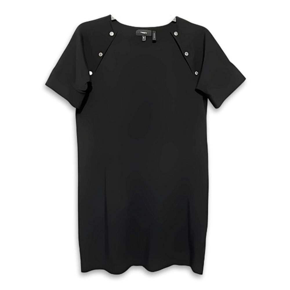 Theory Athrina Shift Dress Studded Knit Jewel Neckline Black Women's Small